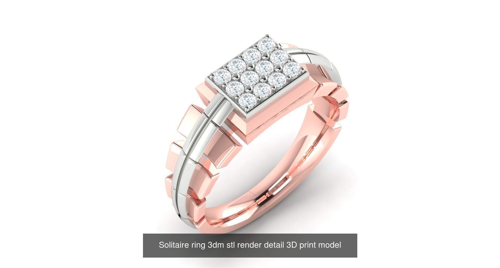 200 model-Bulk Solitaire ring 3dm stl render detail 3D print  3D Model Collection_64