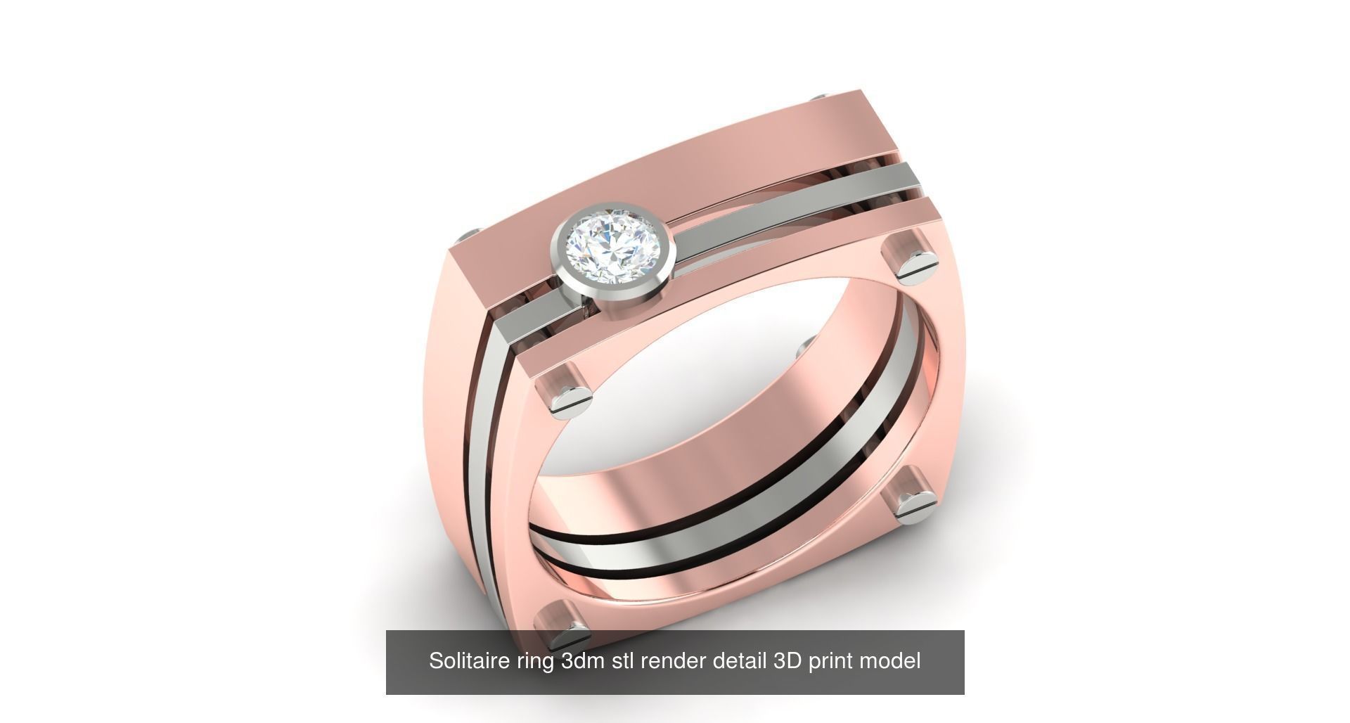200 model-Bulk Solitaire ring 3dm stl render detail 3D print  3D Model Collection_40