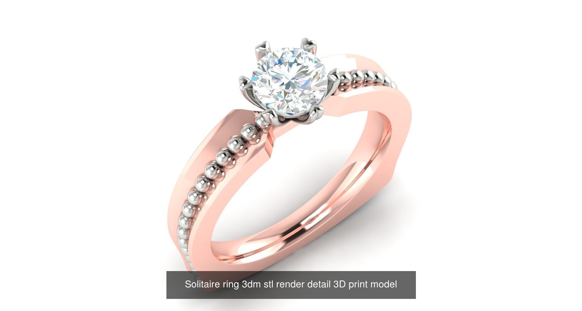 200 model-Bulk Solitaire ring 3dm stl render detail 3D print  3D Model Collection_49