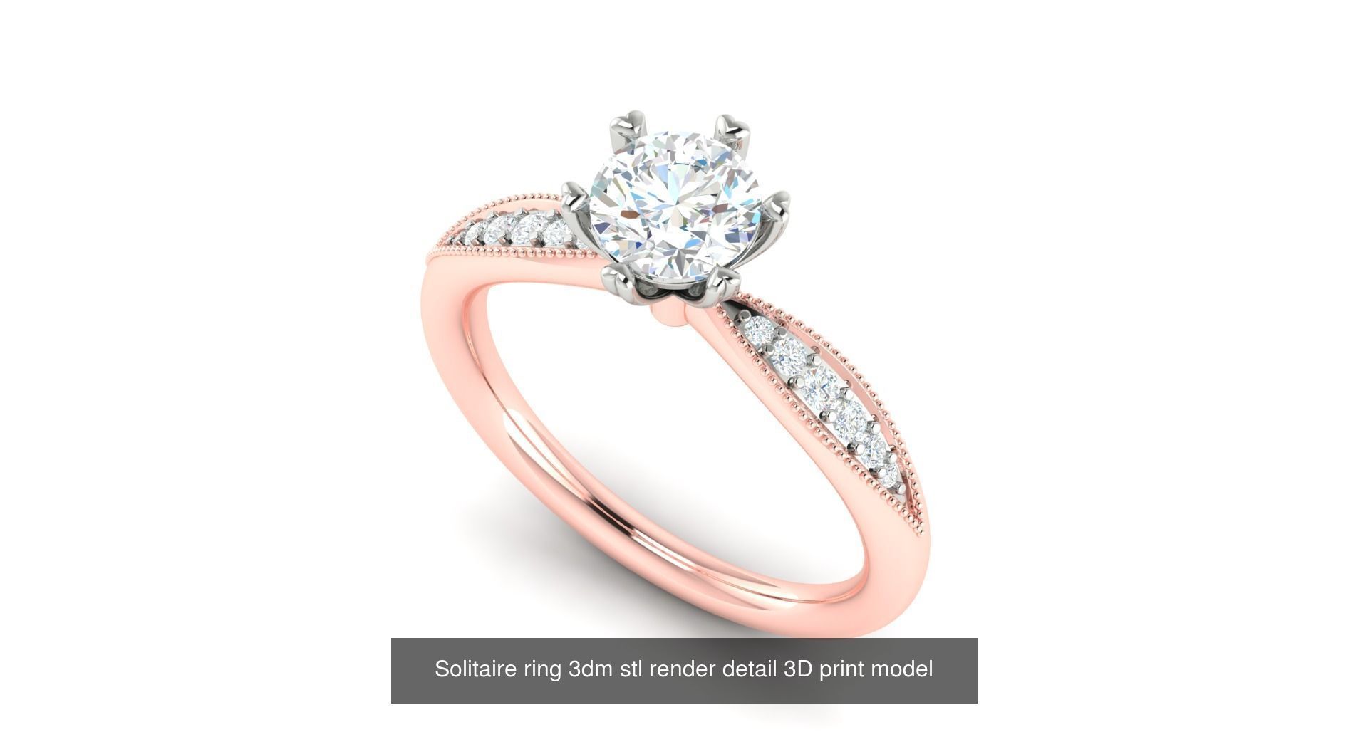 200 model-Bulk Solitaire ring 3dm stl render detail 3D print  3D Model Collection_53