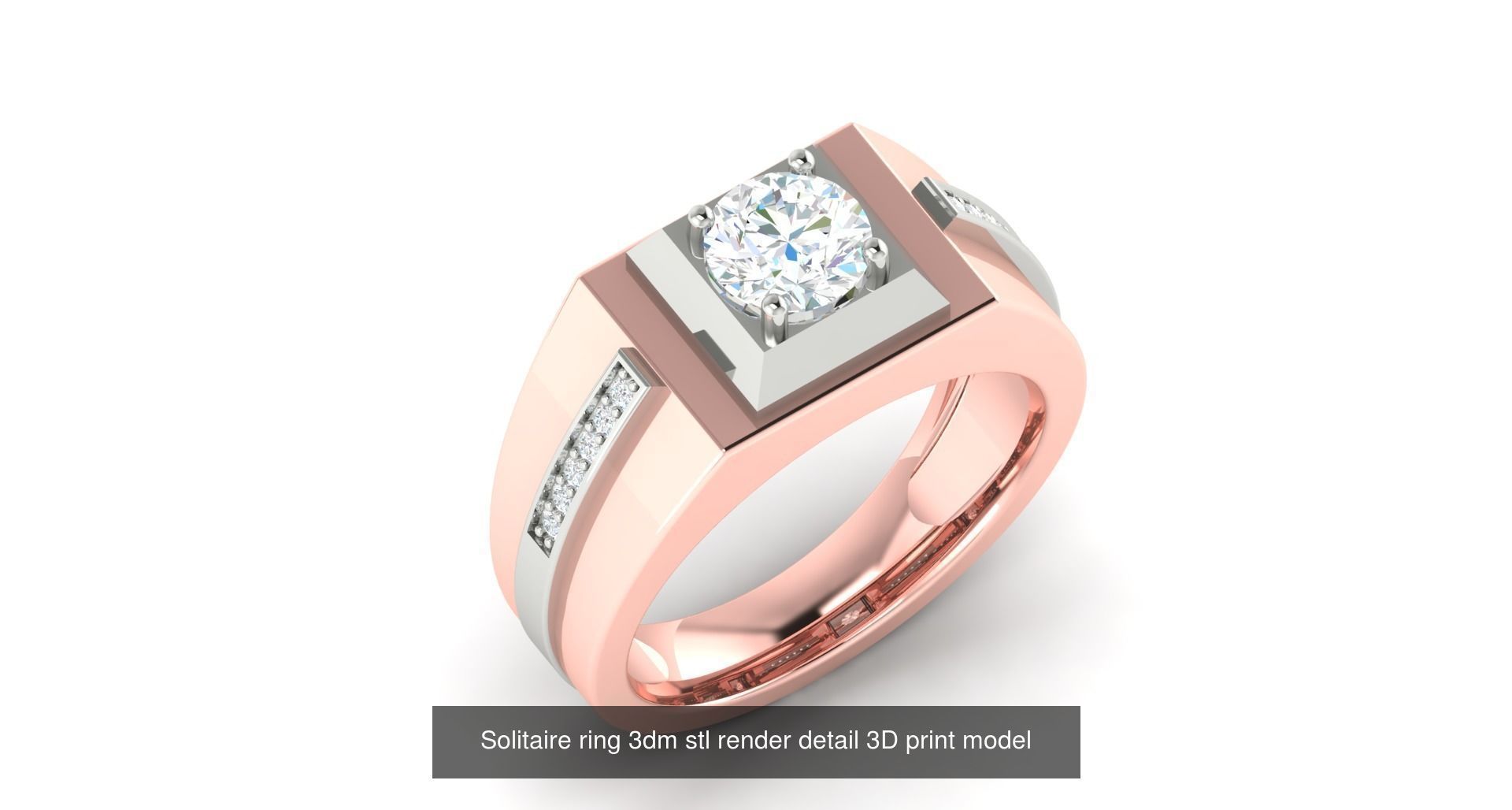 200 model-Bulk Solitaire ring 3dm stl render detail 3D print  3D Model Collection_58