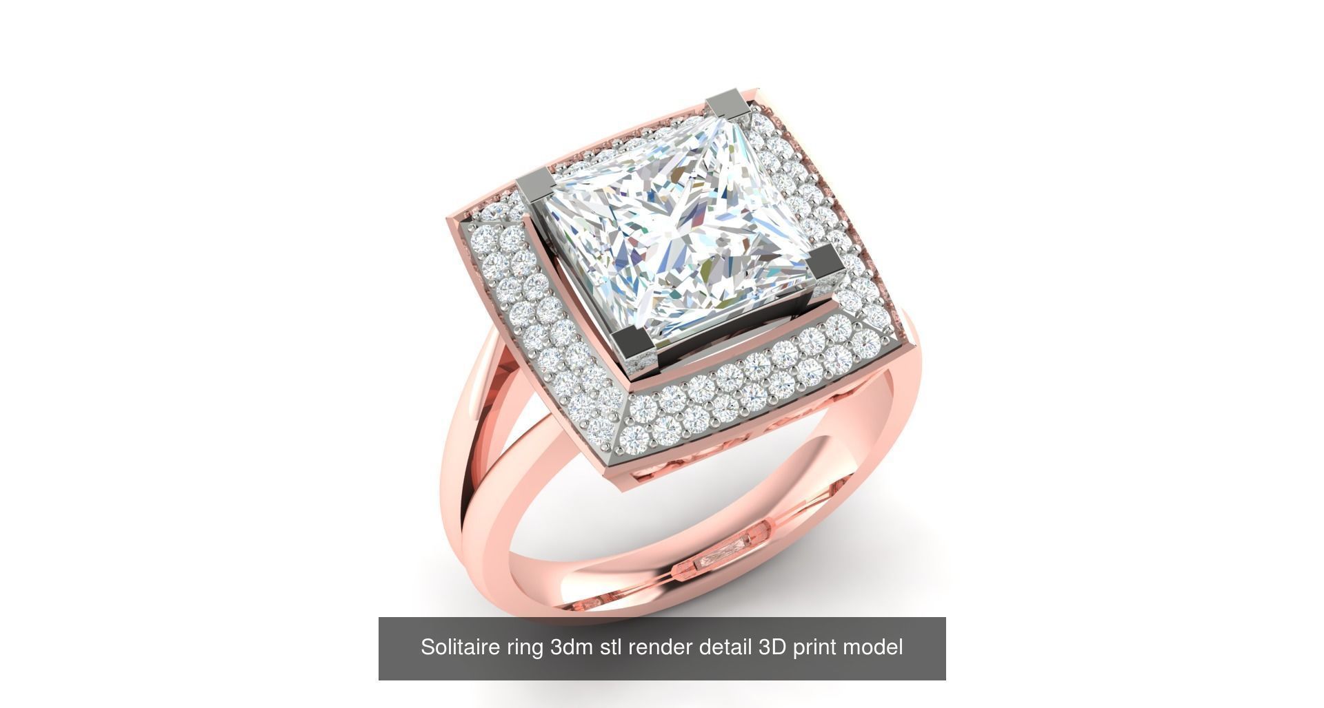 200 model-Bulk Solitaire ring 3dm stl render detail 3D print  3D Model Collection_69