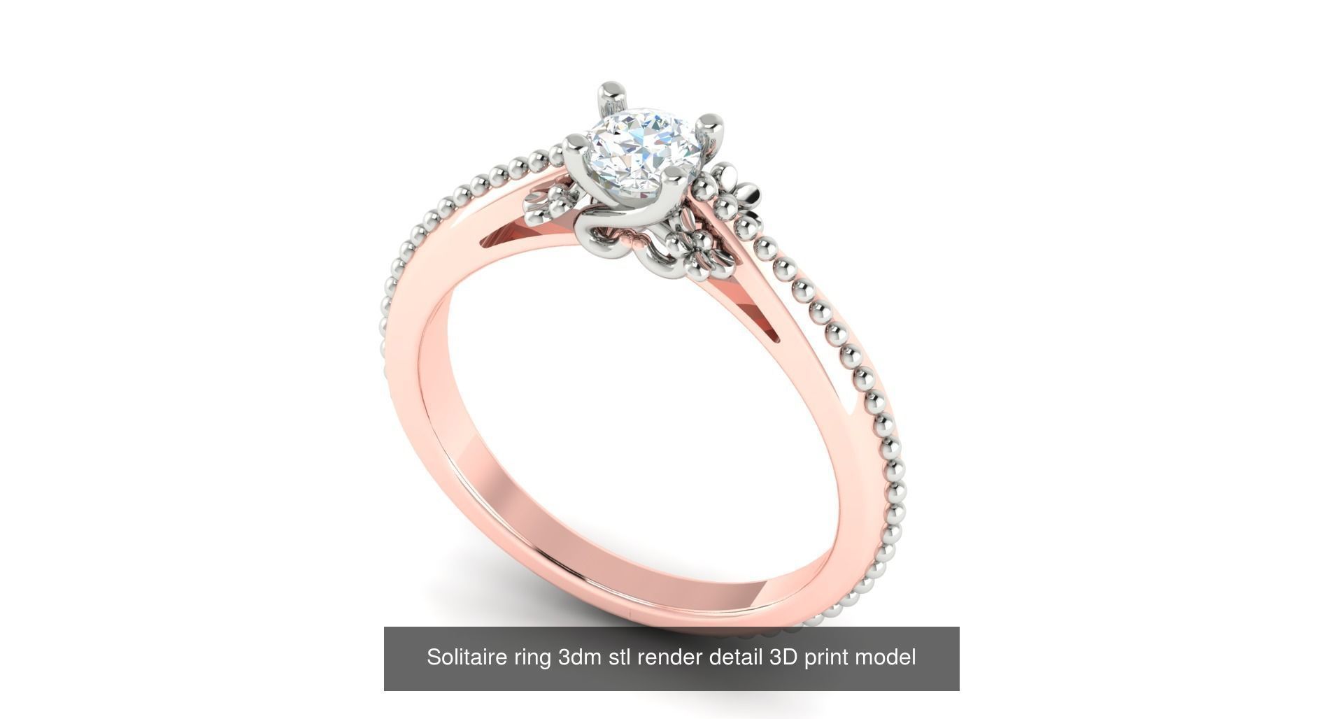 200 model-Bulk Solitaire ring 3dm stl render detail 3D print  3D Model Collection_145