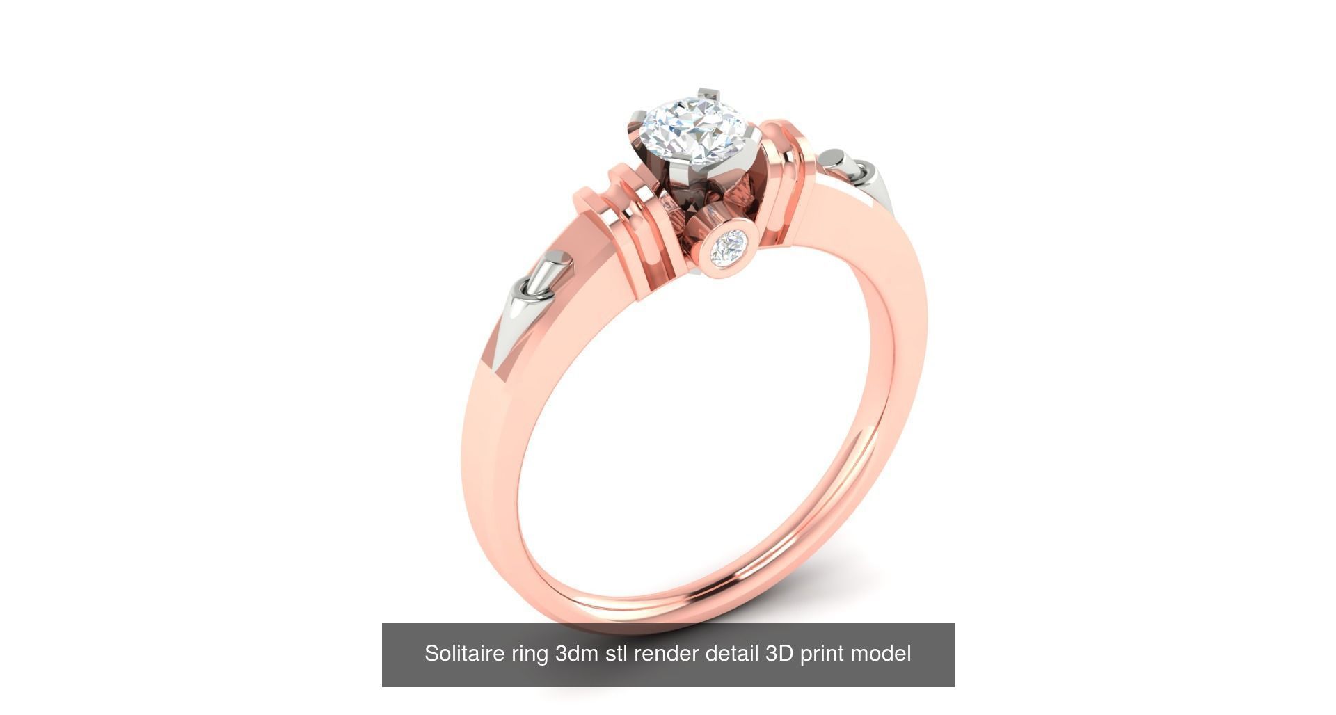 200 model-Bulk Solitaire ring 3dm stl render detail 3D print  3D Model Collection_165