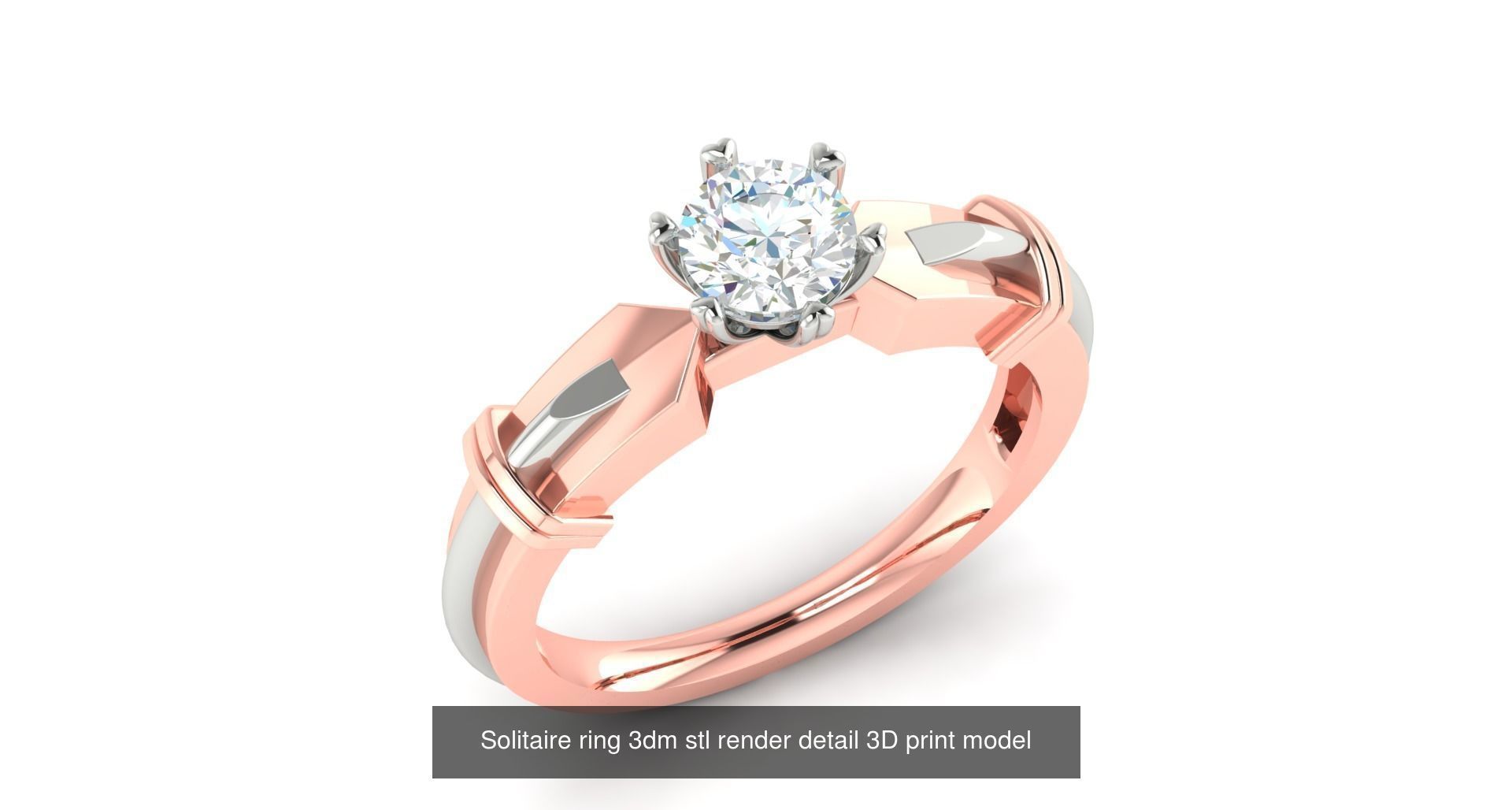 200 model-Bulk Solitaire ring 3dm stl render detail 3D print  3D Model Collection_158
