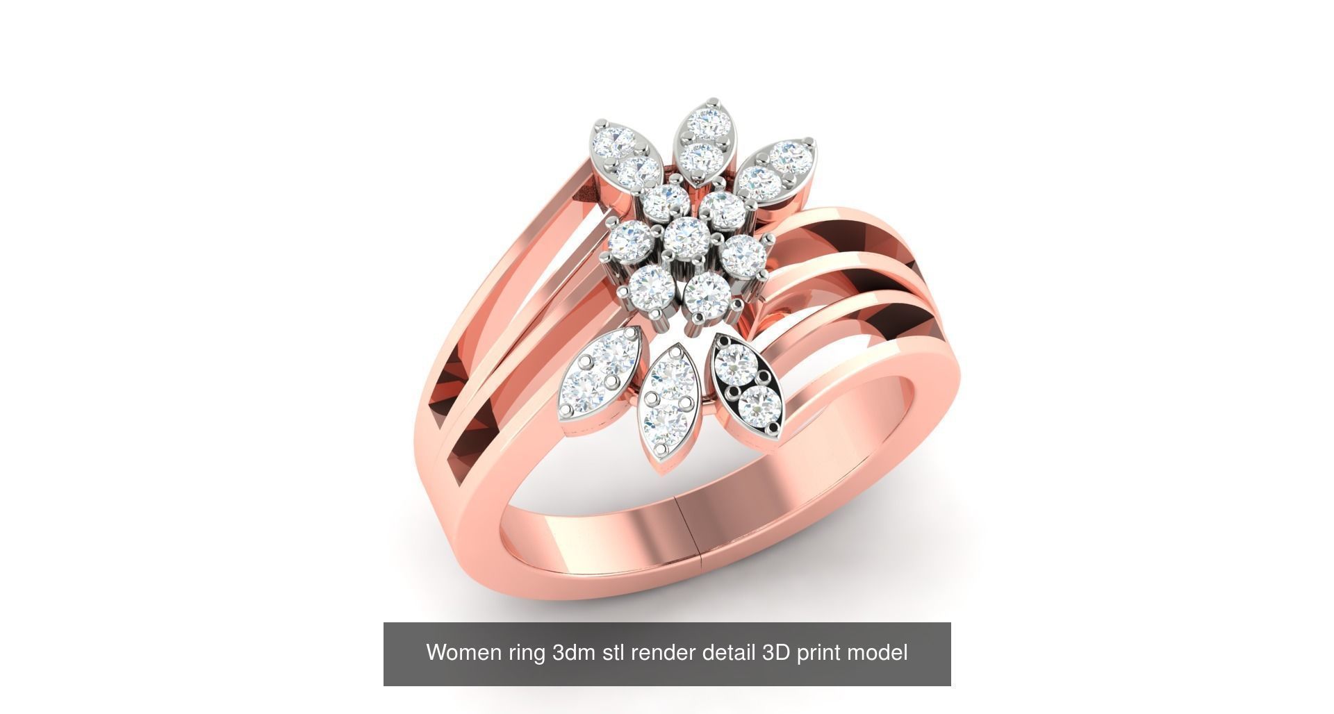 200 model-Bulk Solitaire ring 3dm stl render detail 3D print  3D Model Collection_134