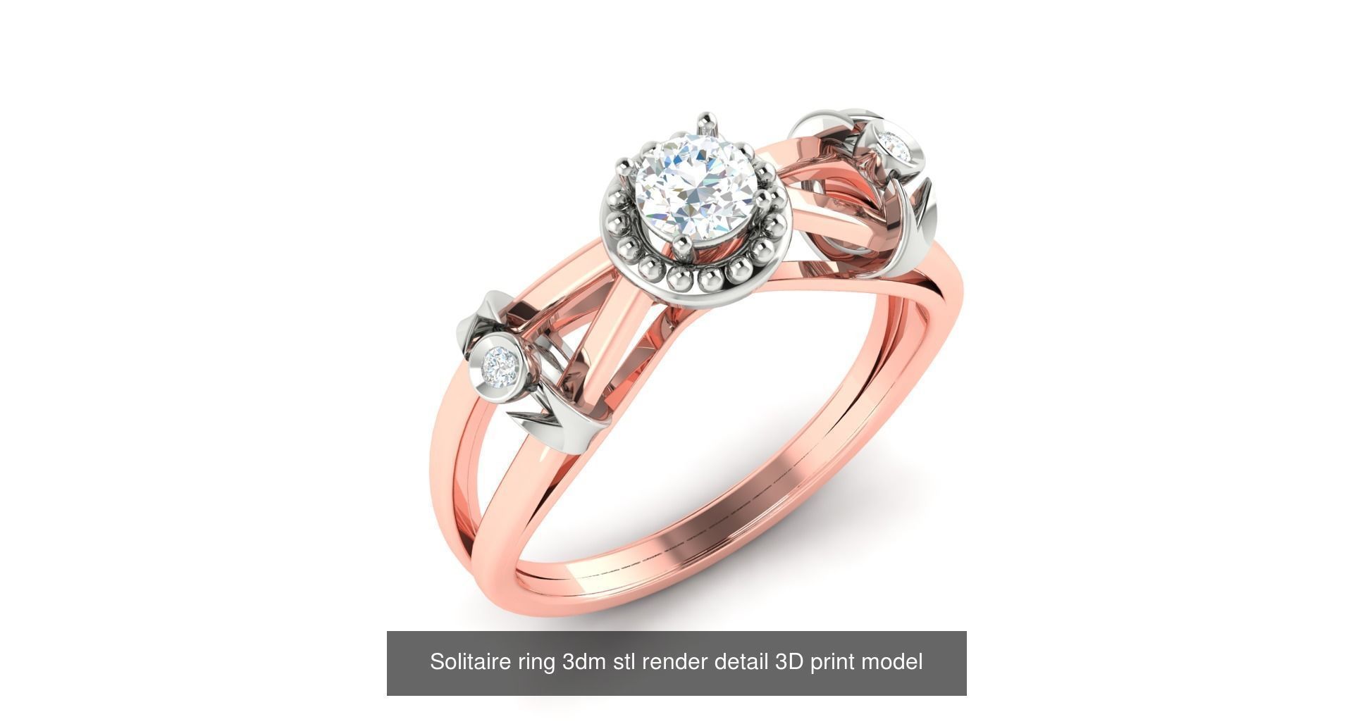 200 model-Bulk Solitaire ring 3dm stl render detail 3D print  3D Model Collection_144