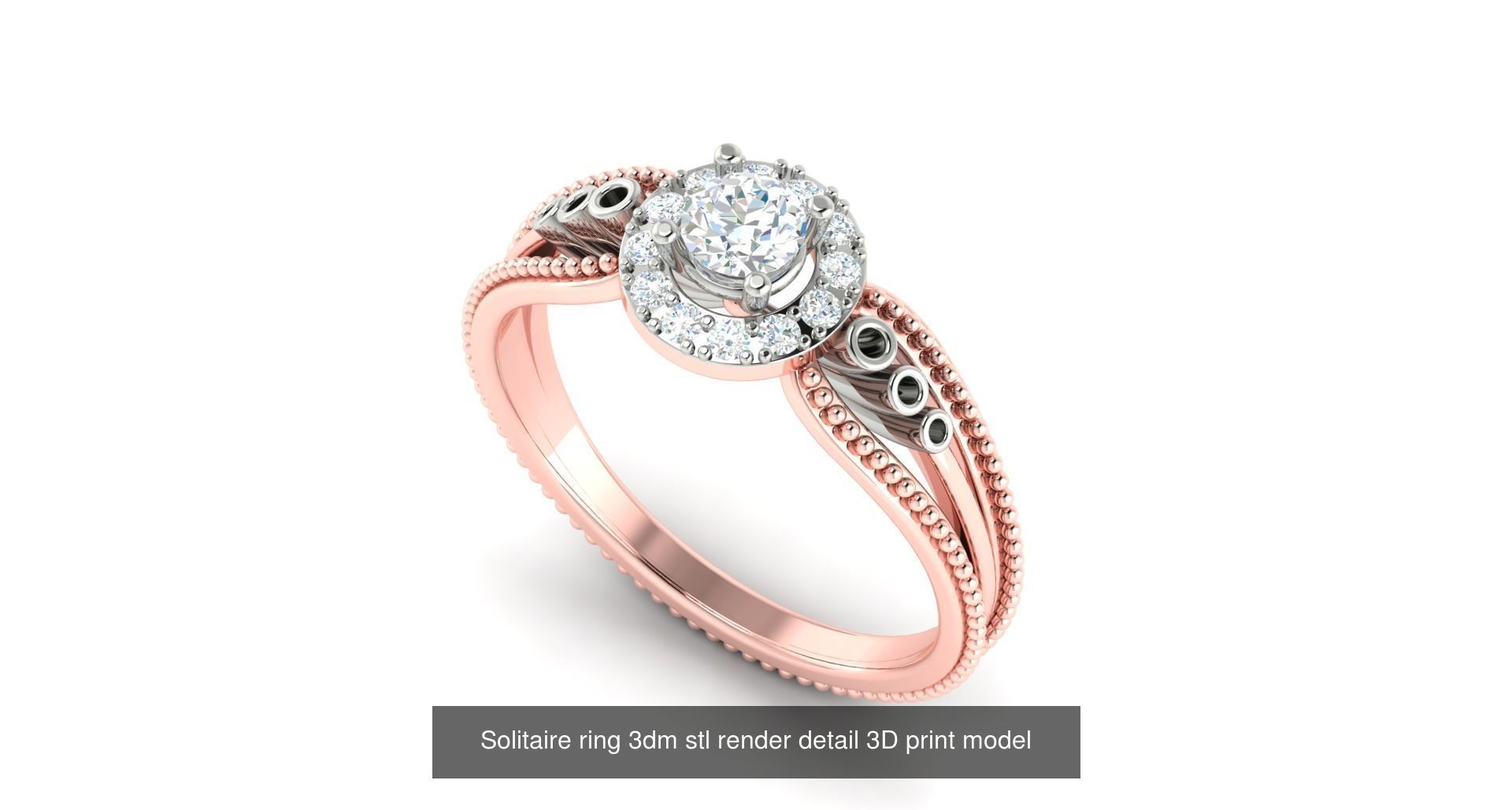 200 model-Bulk Solitaire ring 3dm stl render detail 3D print  3D Model Collection_153