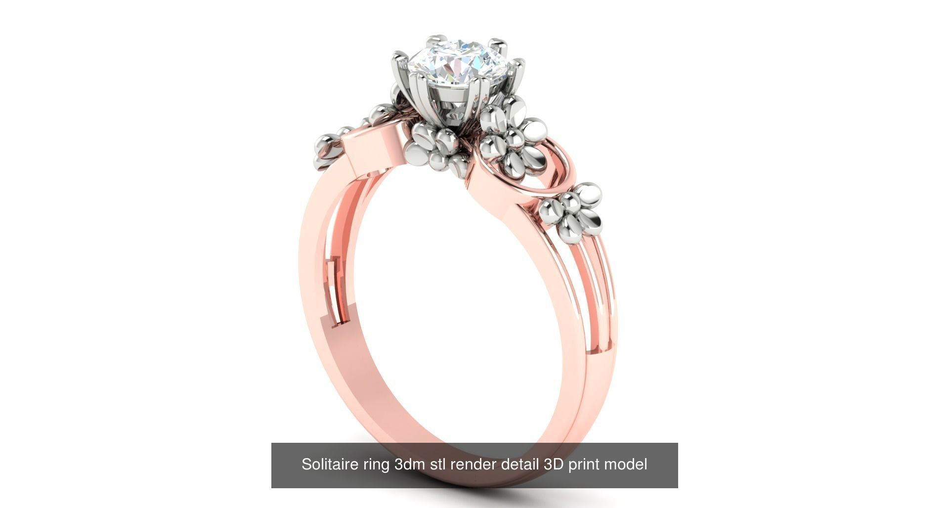 200 model-Bulk Solitaire ring 3dm stl render detail 3D print  3D Model Collection_121