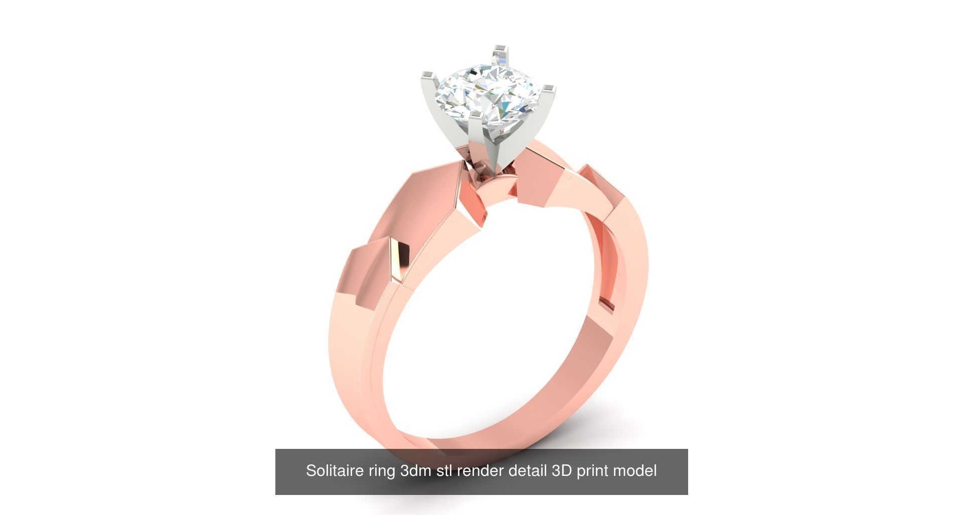 200 model-Bulk Solitaire ring 3dm stl render detail 3D print  3D Model Collection_157