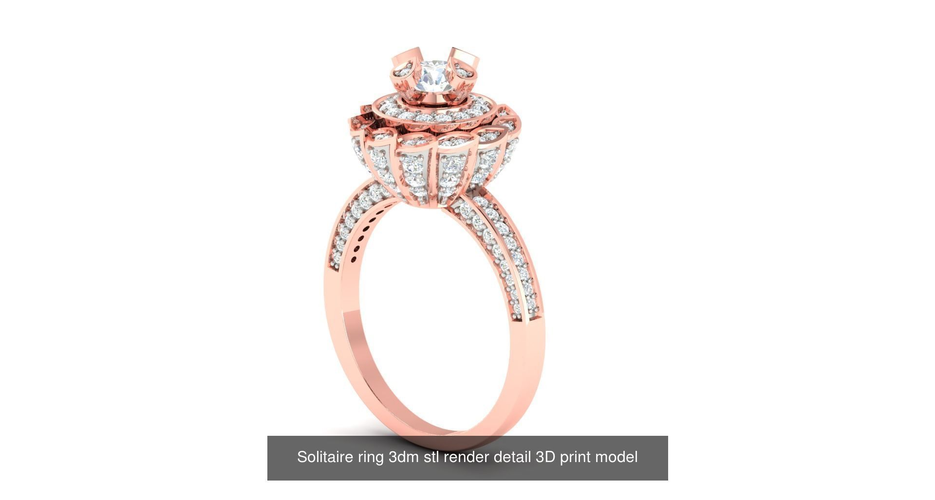 200 model-Bulk Solitaire ring 3dm stl render detail 3D print  3D Model Collection_104