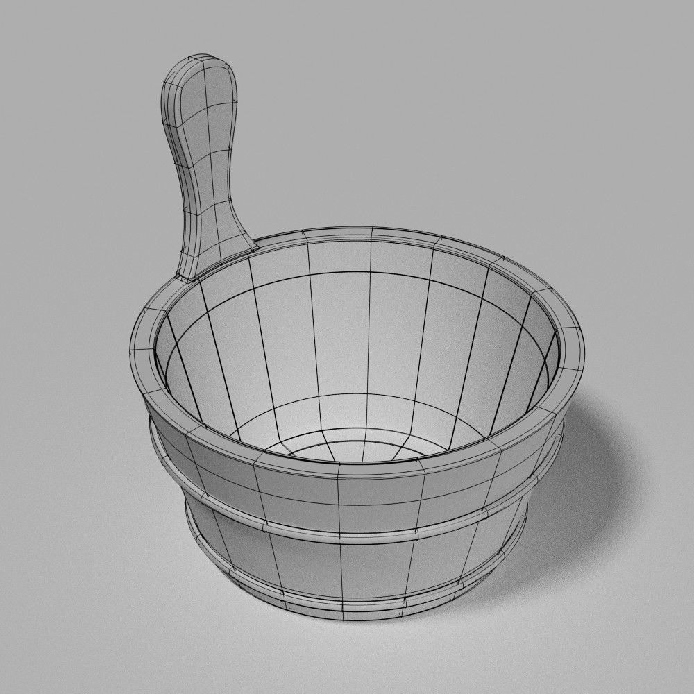 Wooden Bucket 3D model_1