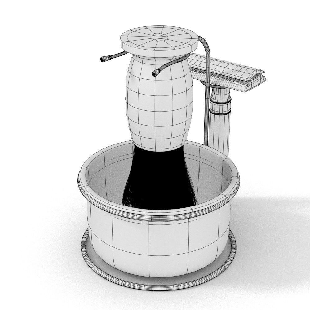 Shaving Set wooden brush in bowl 3D model_2