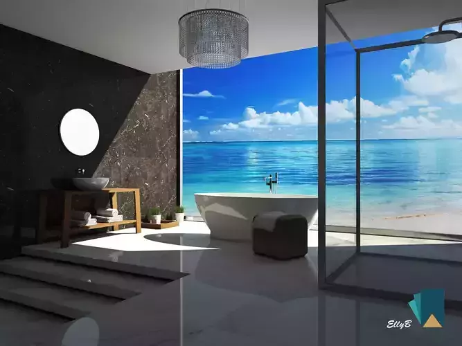 Modern bathroom on the beach