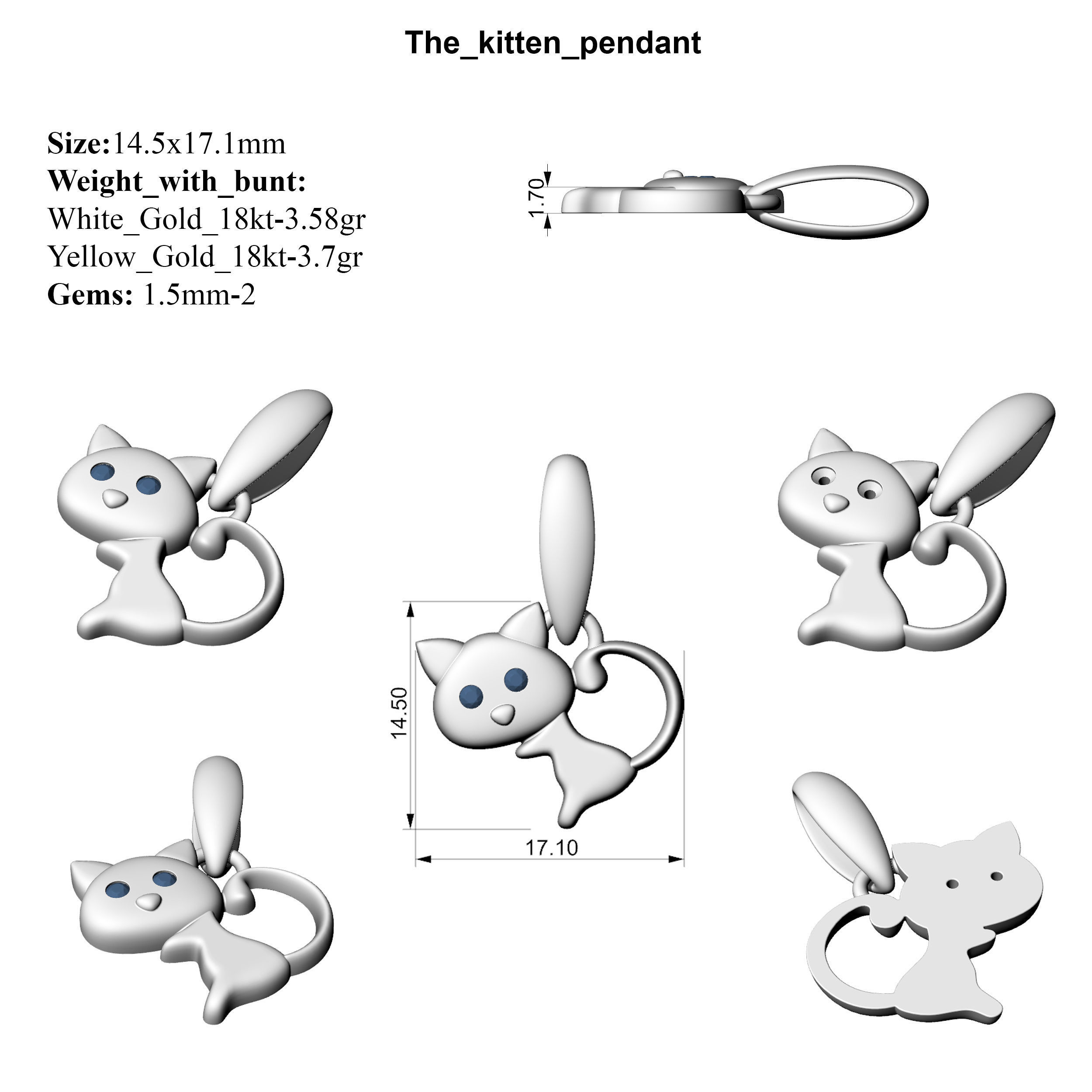 The kitten pendant 3D print model_4
