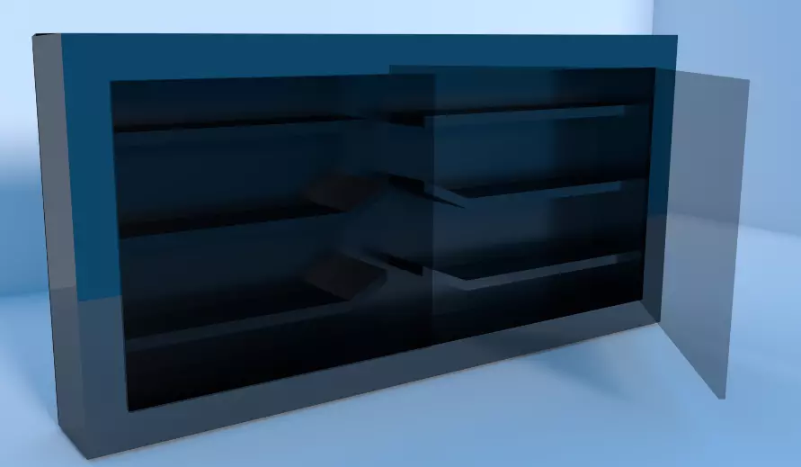 almirah or showcase Low-poly 3D model_0