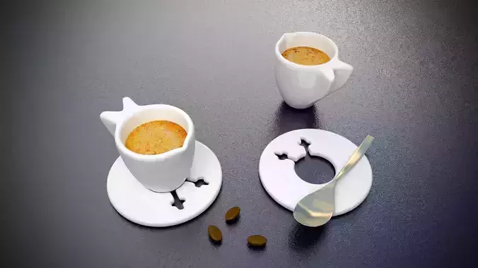 Wings Espresso Cups 2 Piece Set 3D print model