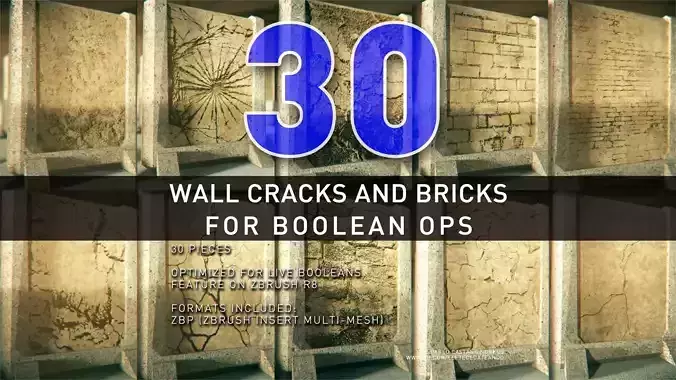 Wall Cracks and Bricks For Boolean Operations 3D model