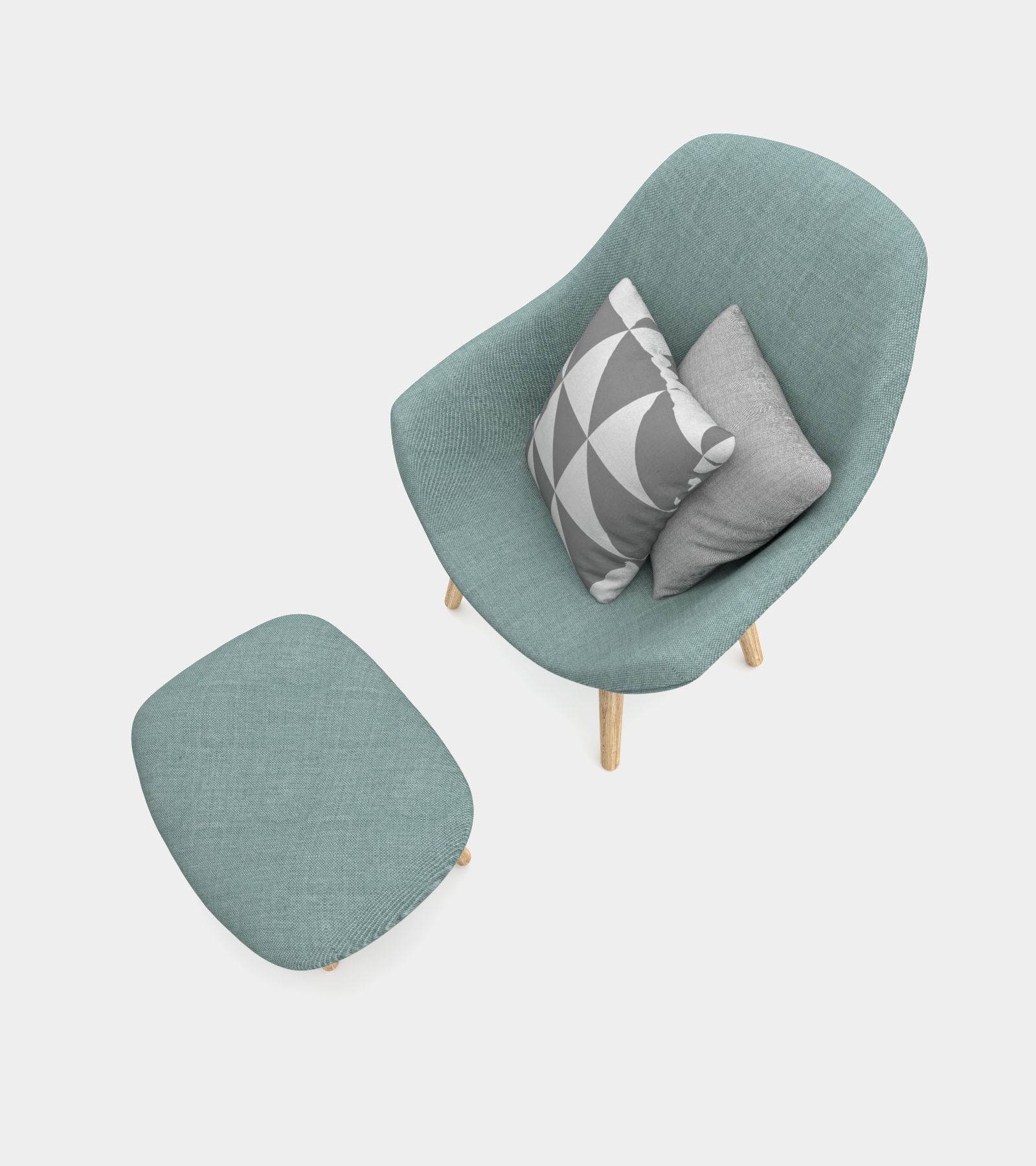 Seater with ottoman and cushion with pattern 3D model_1