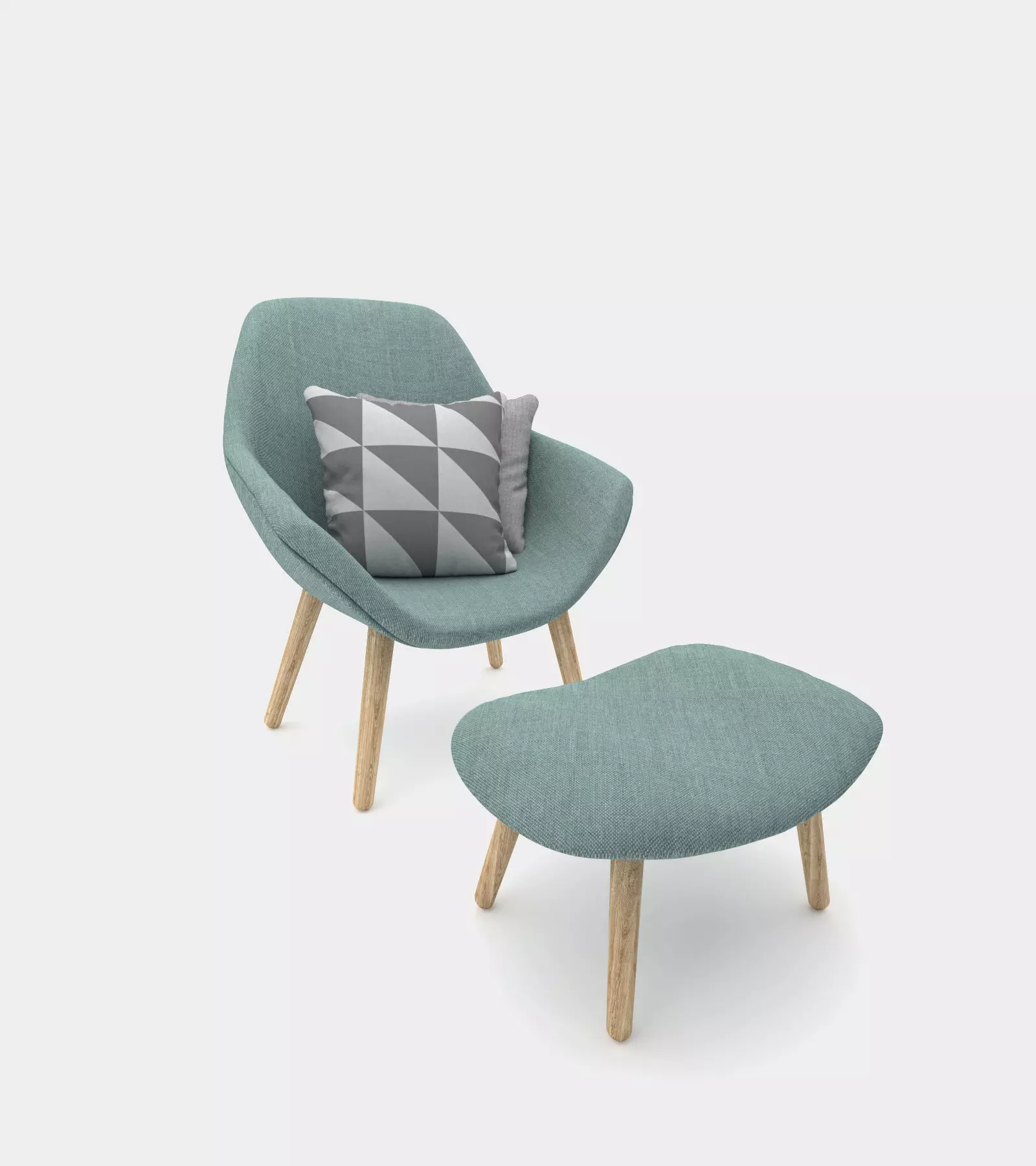 Seater with ottoman and cushion with pattern 3D model_0