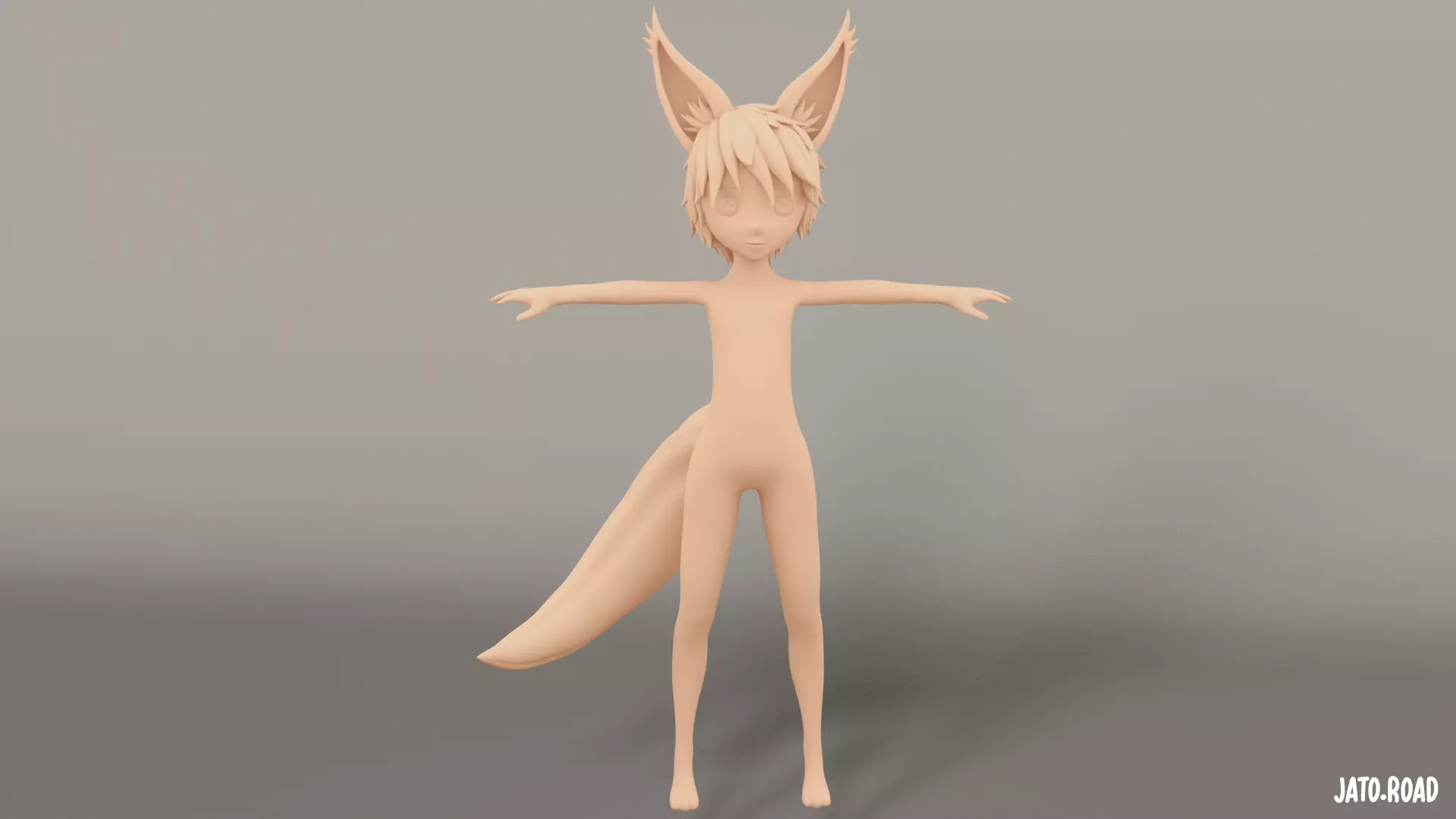 Chibi Base Mesh Furry 3D model_0