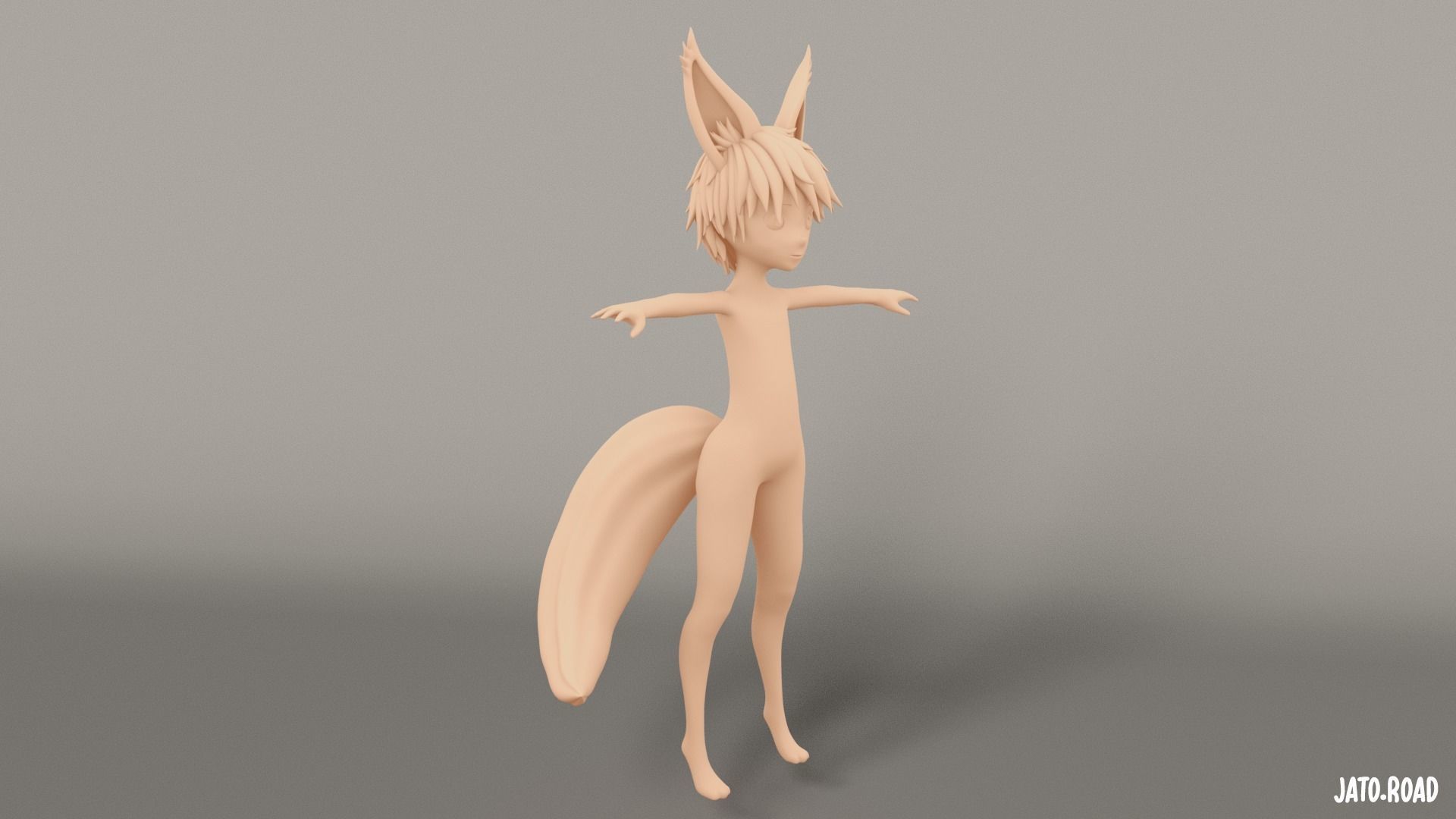 Chibi Base Mesh Furry 3D model_2