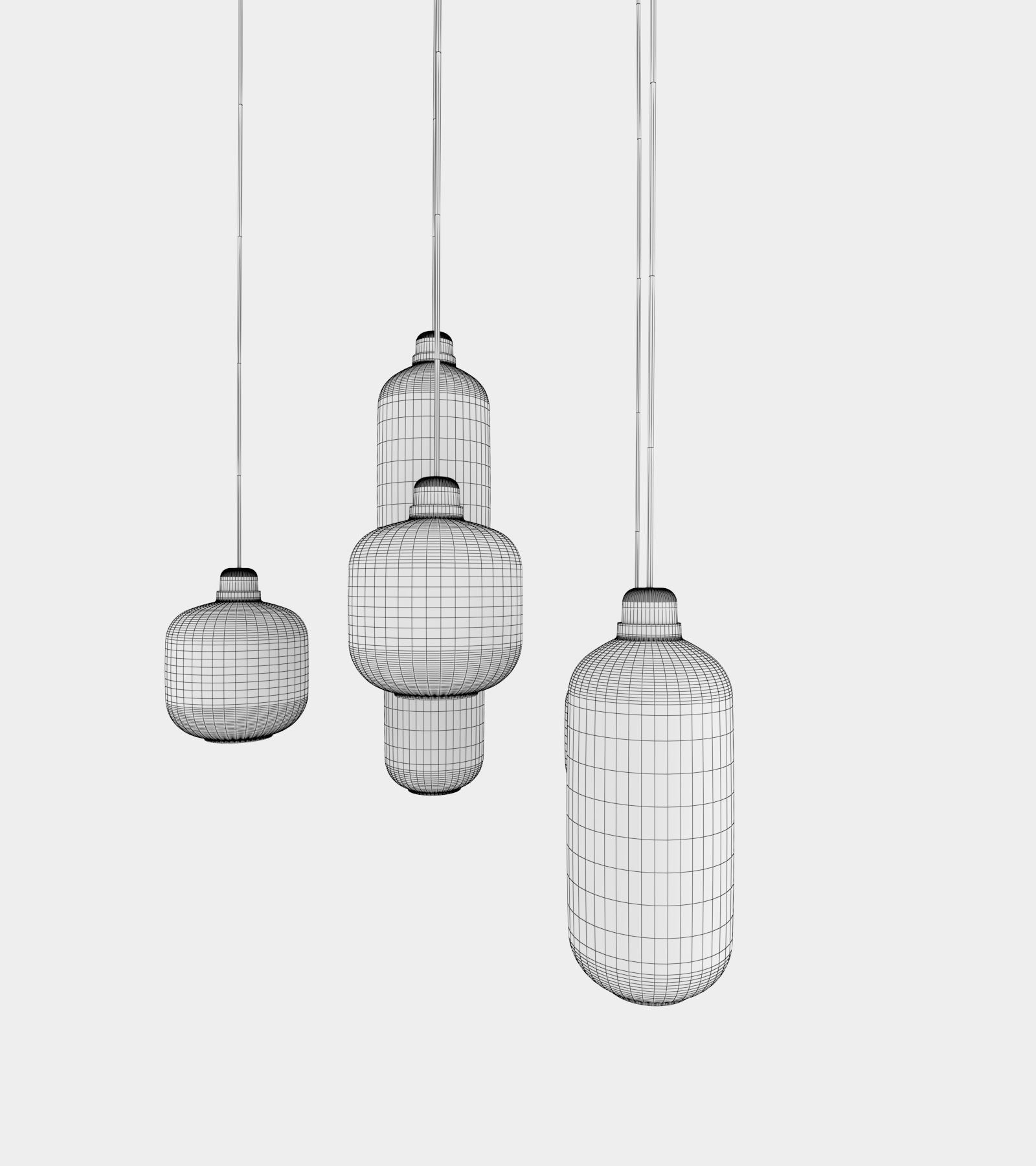 Retro round ceiling lamp set 3D model_3