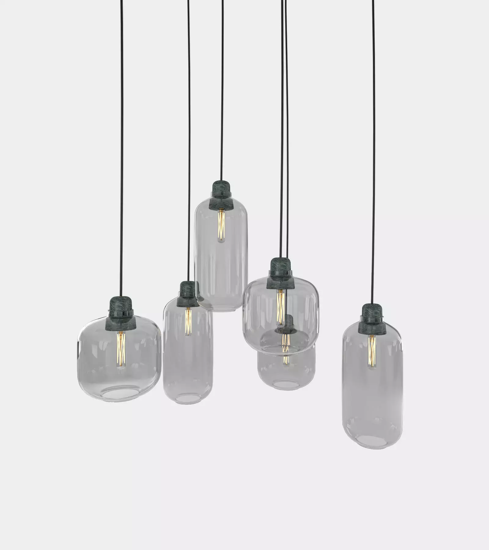 Retro round ceiling lamp set 3D model_0