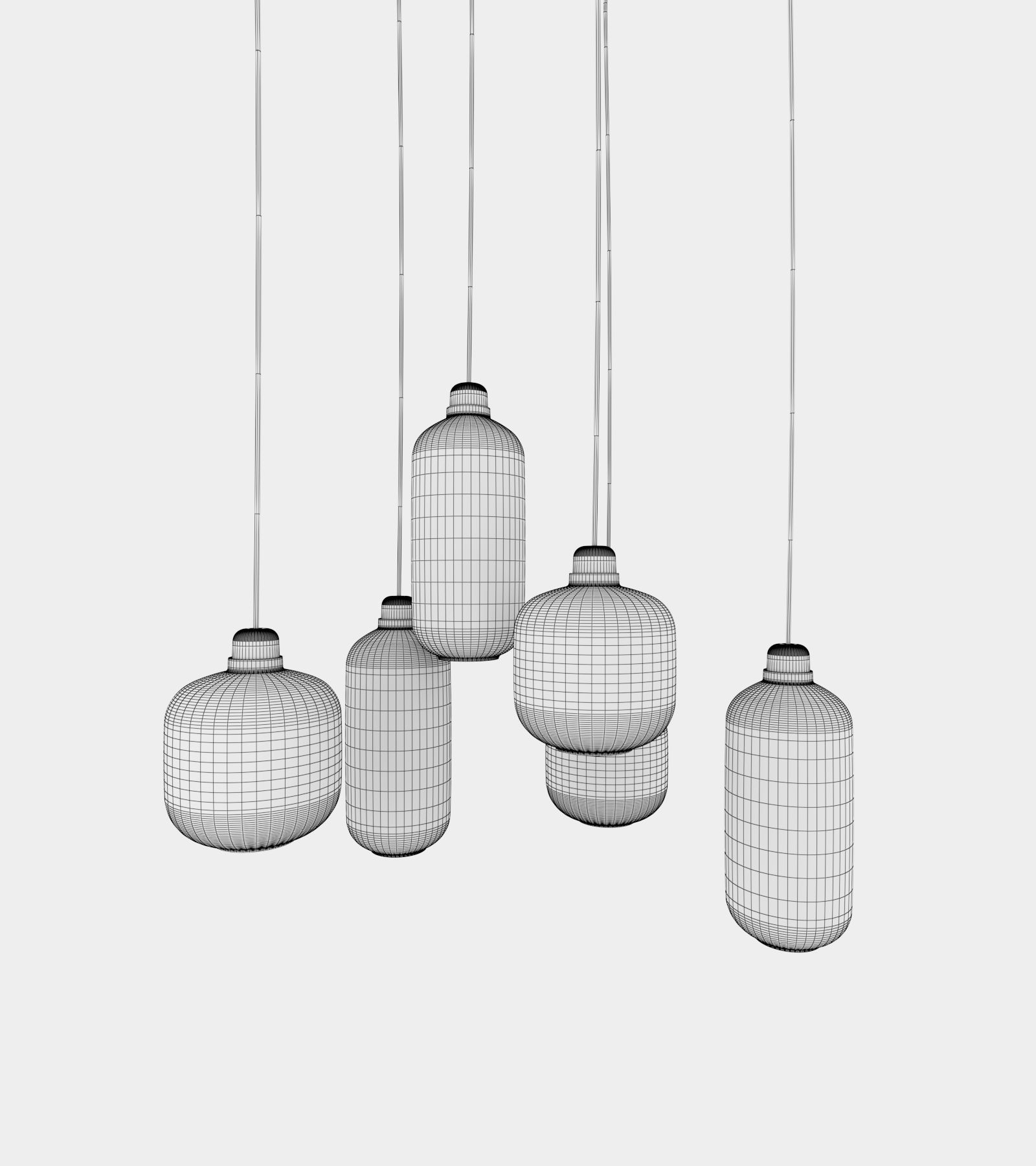 Retro round ceiling lamp set 3D model_2