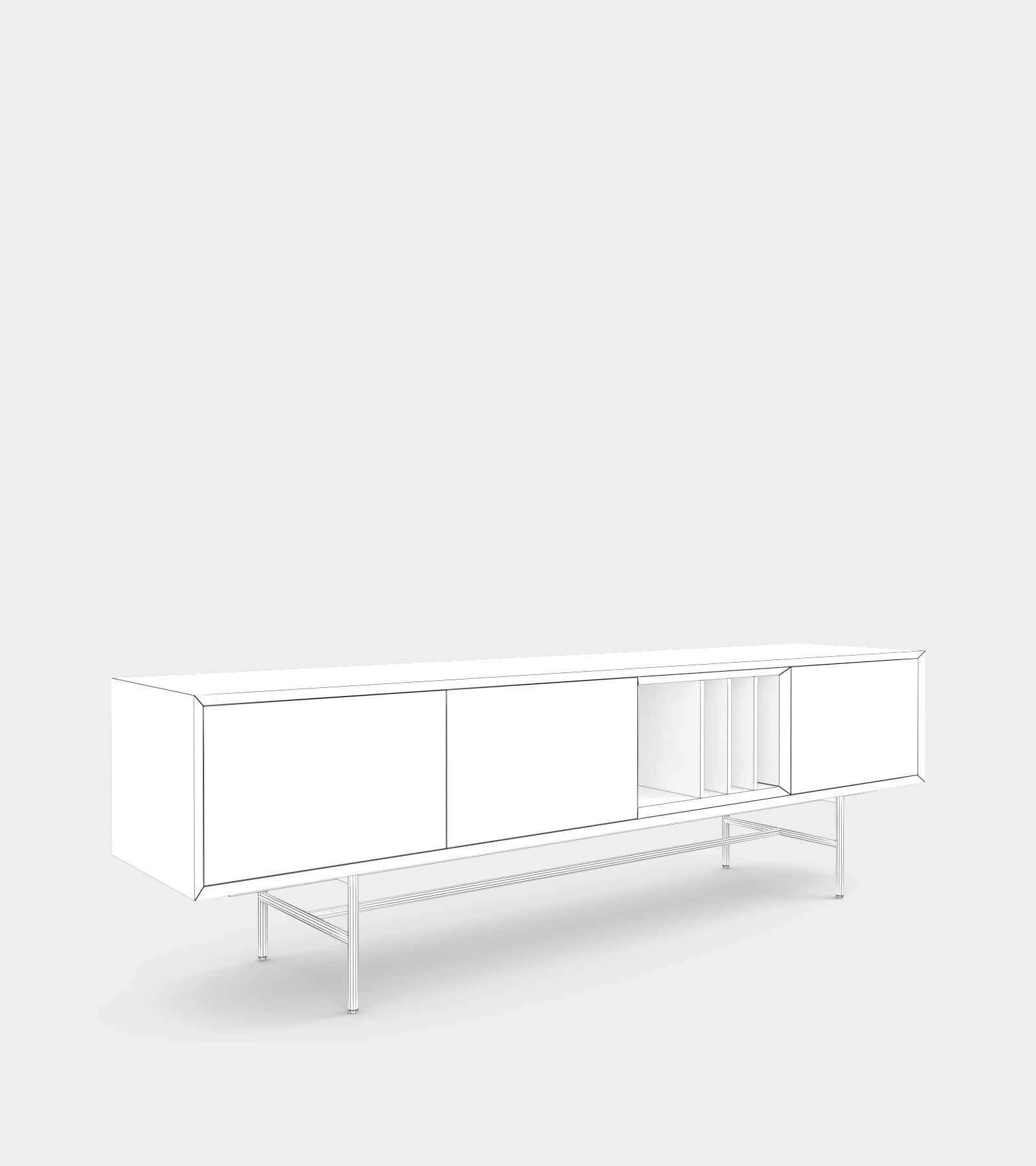 Clean and modern sideboard with wood frame 3D model_2