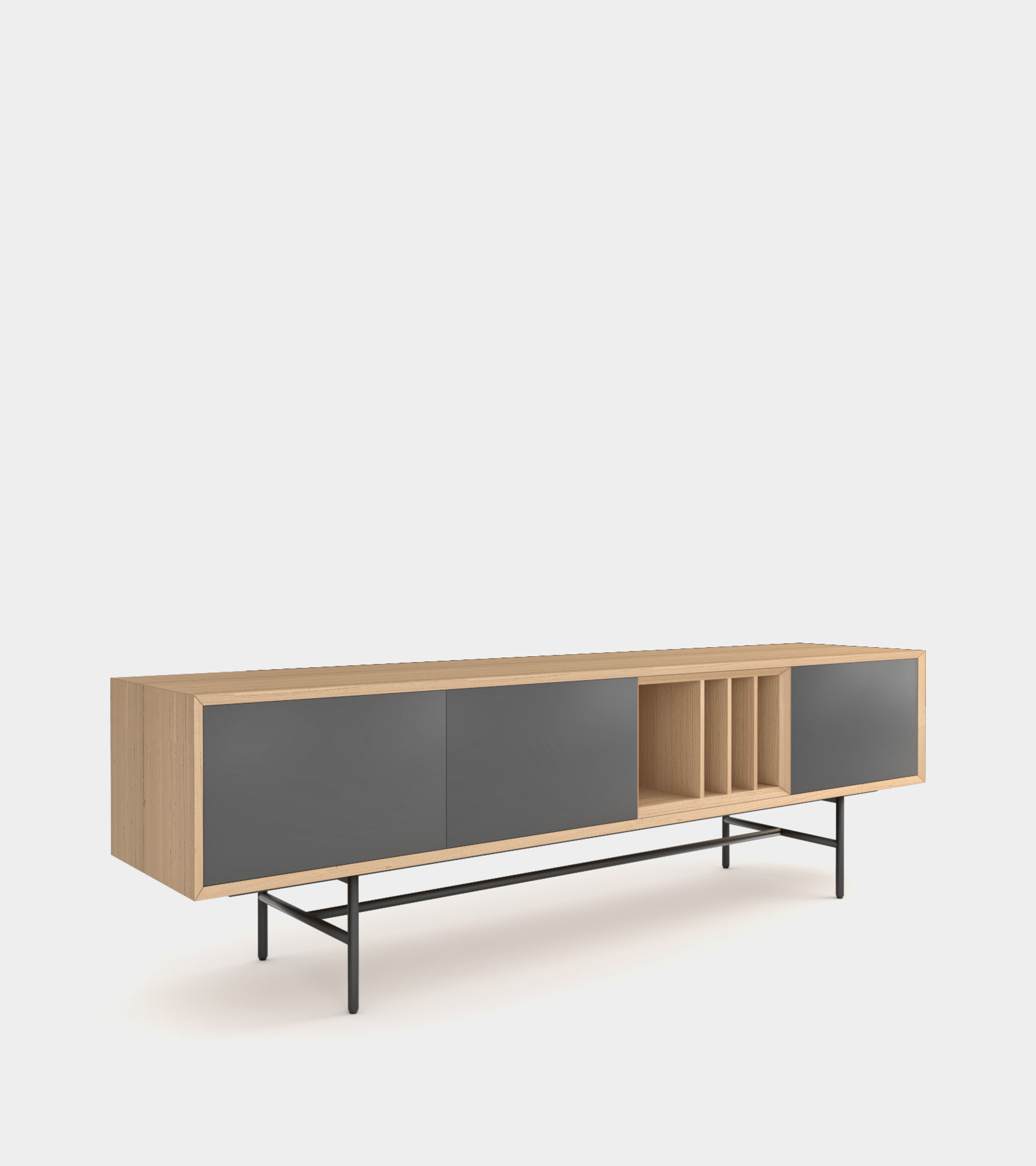 Clean and modern sideboard with wood frame 3D model_1