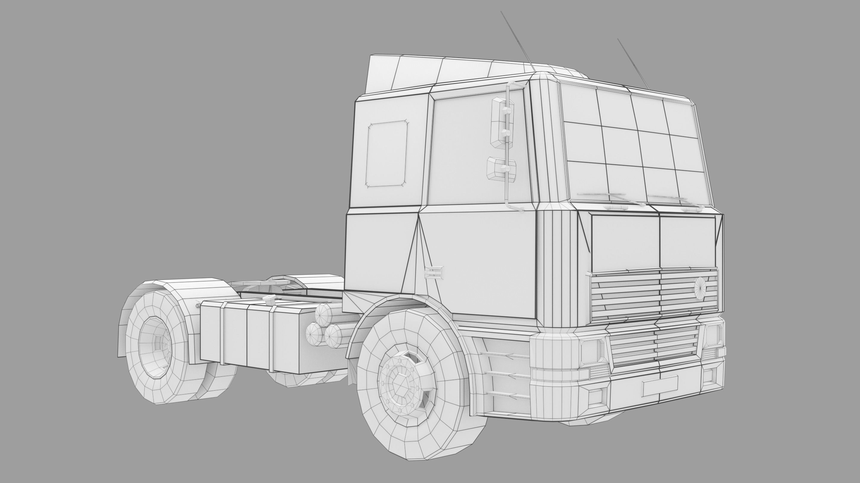 Semi Truck Low-poly 3D model_1