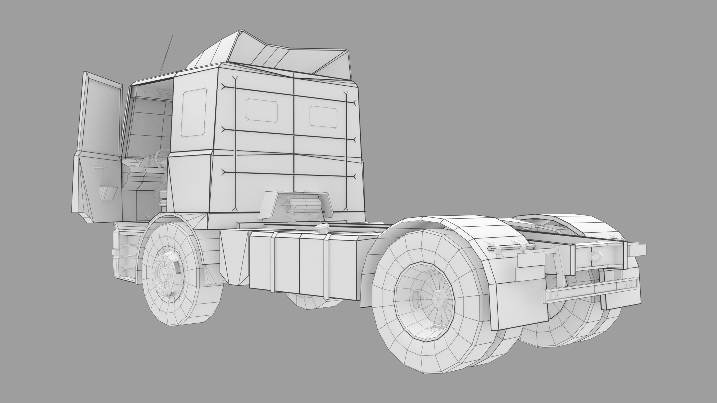 Semi Truck Low-poly 3D model_3