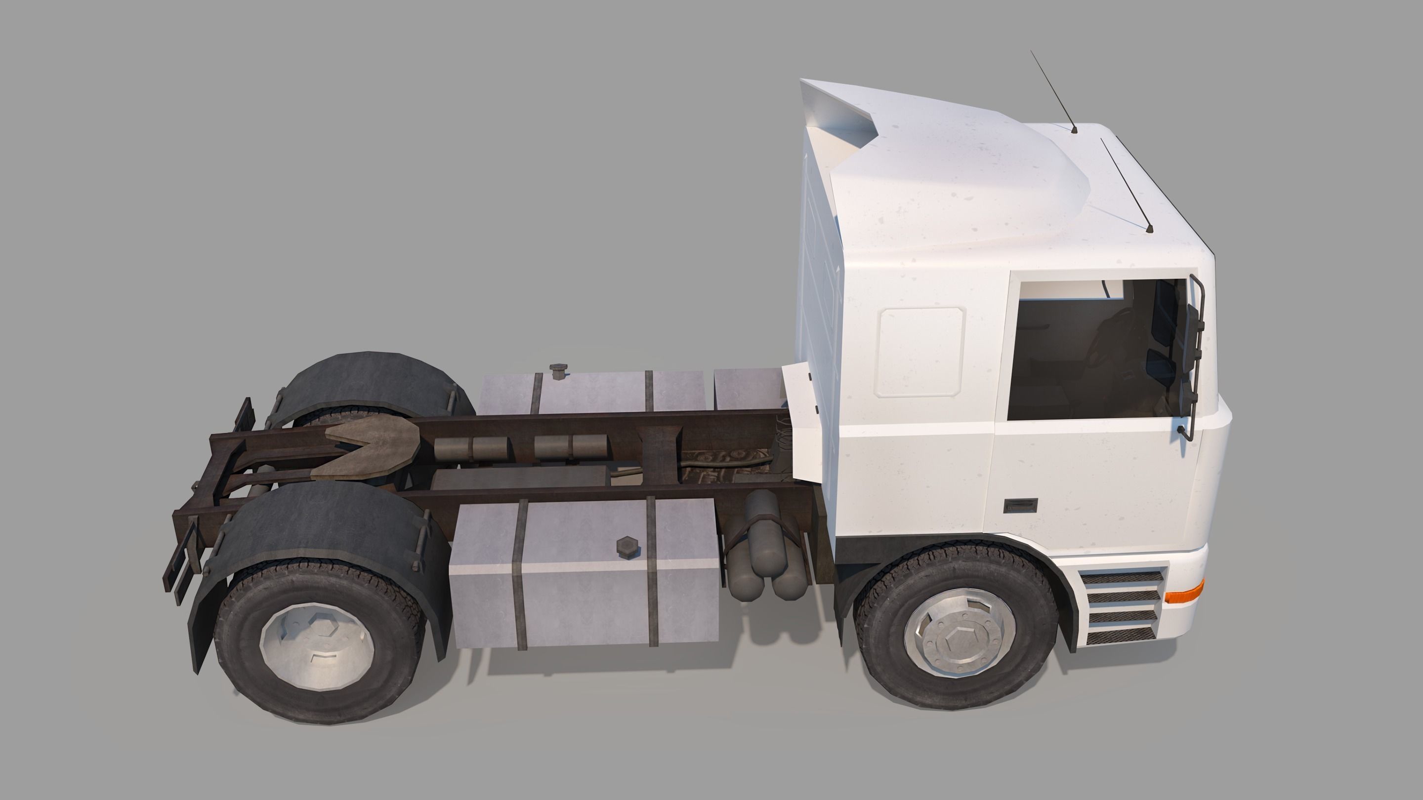 Semi Truck Low-poly 3D model_4
