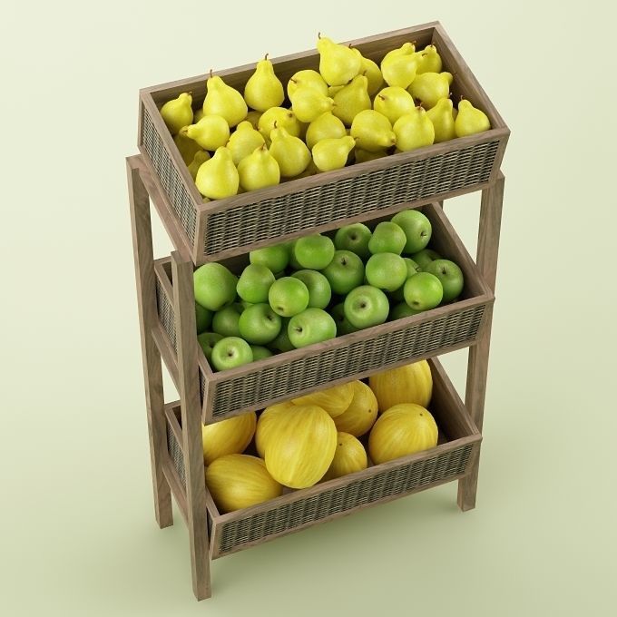 Store Fruits Stand 3D model_4