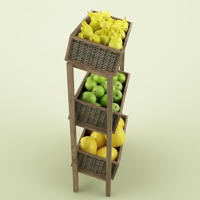 Store Fruits Stand 3D model_7