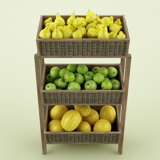 Store Fruits Stand 3D model_2