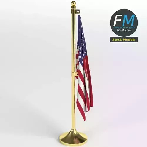 American flag office decor 3D model