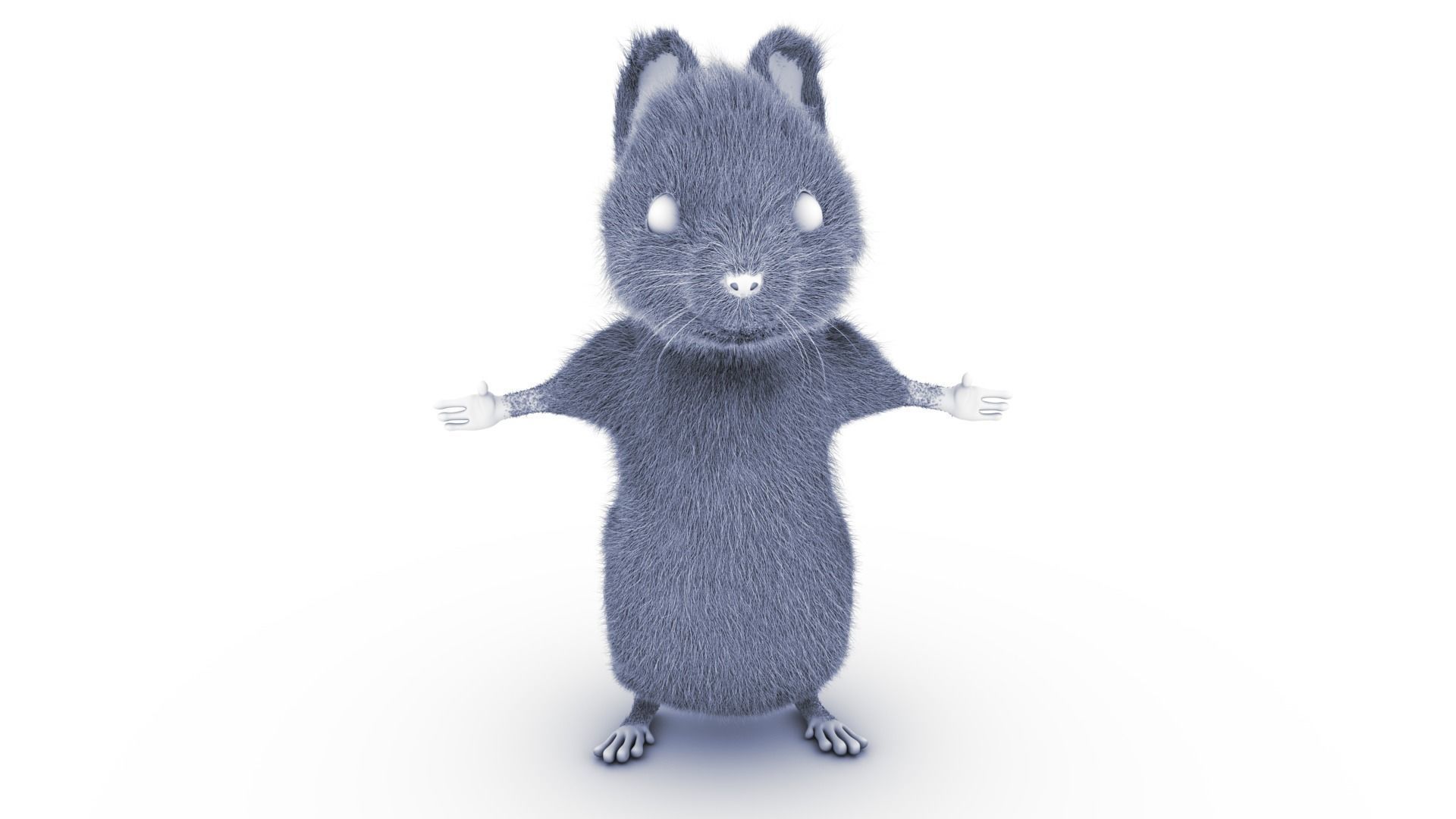 Mouse - grey - Cartoon style - rigged Low-poly 3D model_11