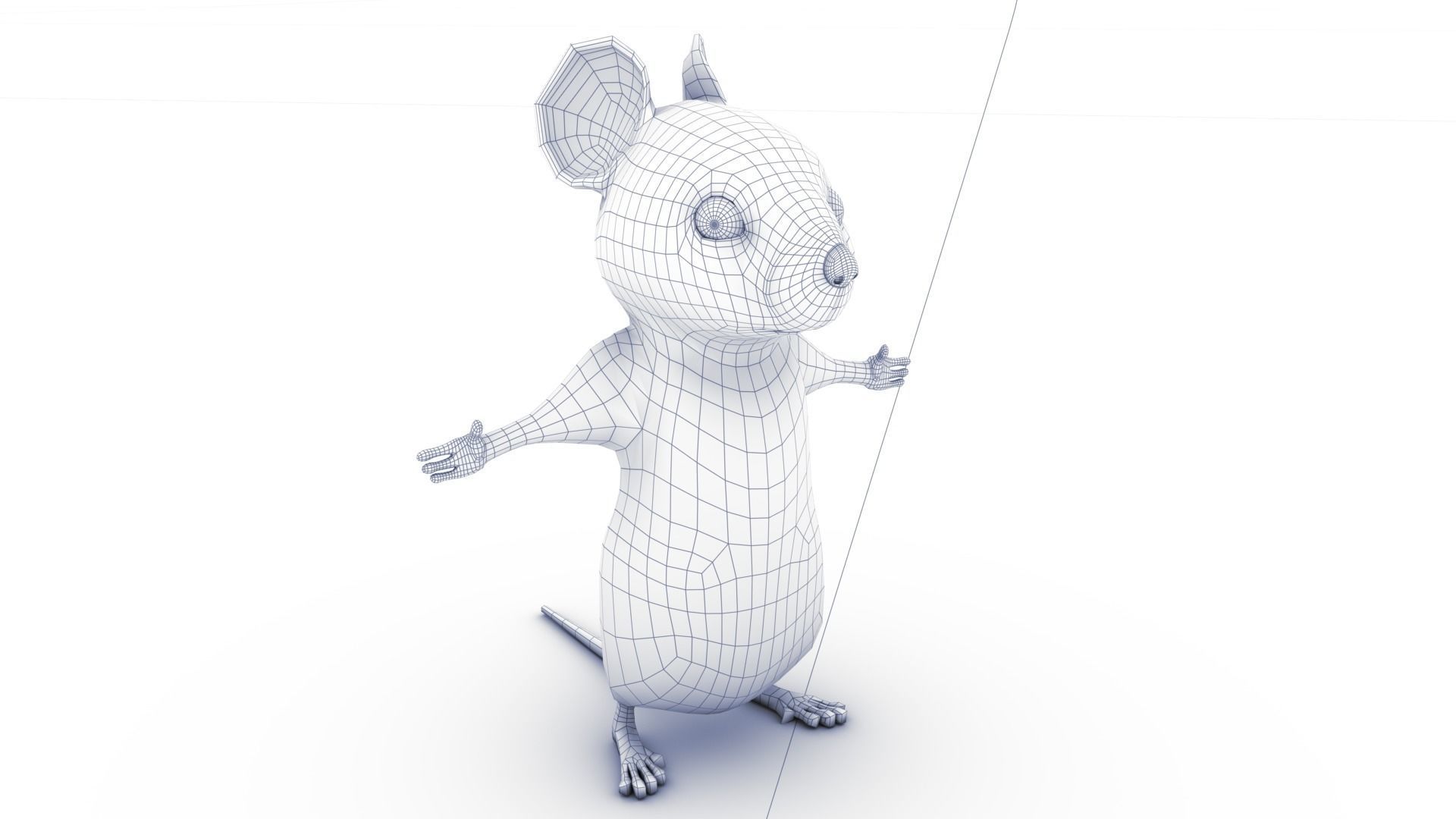 Mouse - grey - Cartoon style - rigged Low-poly 3D model_12