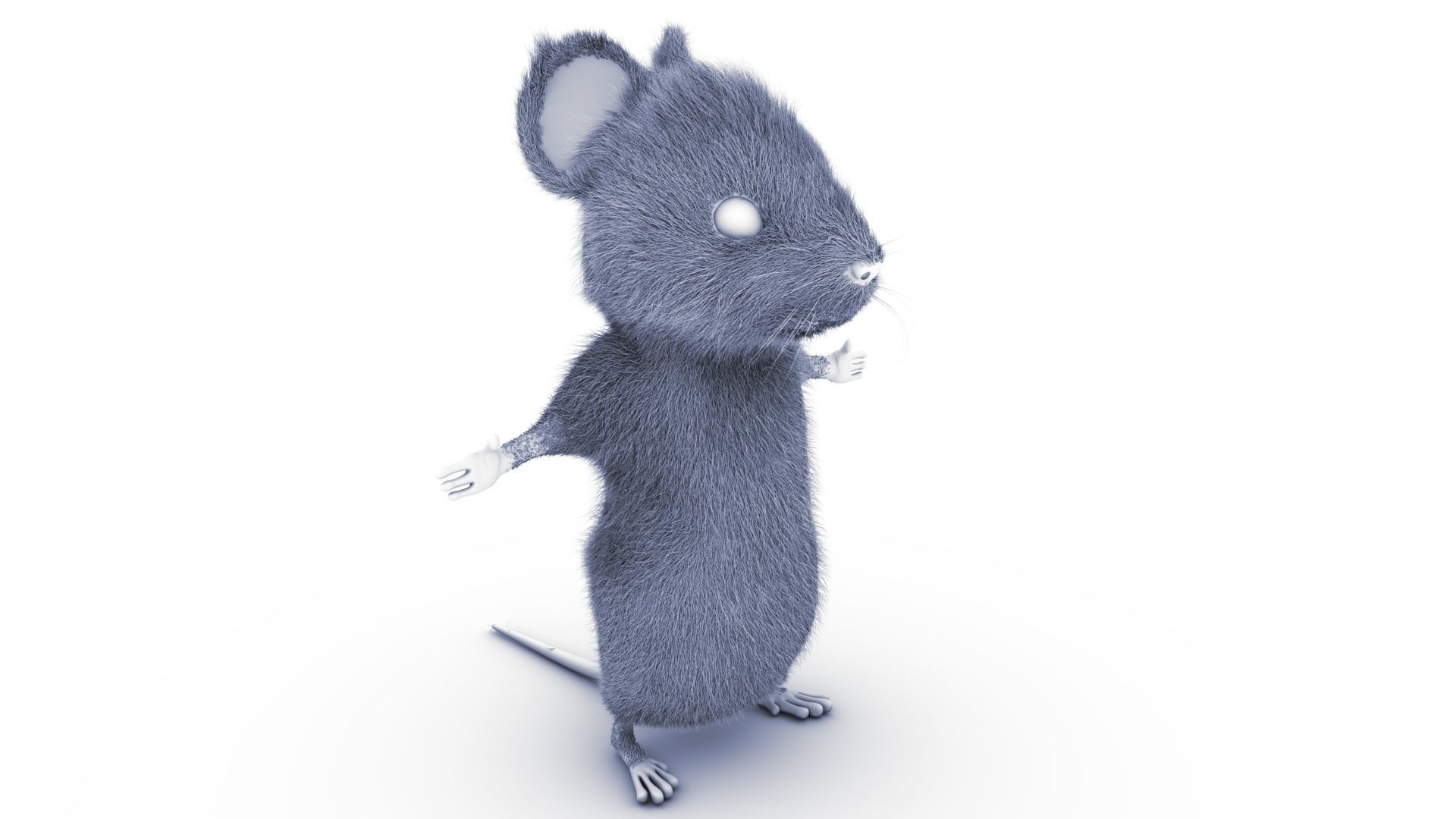 Mouse - grey - Cartoon style - rigged Low-poly 3D model_8
