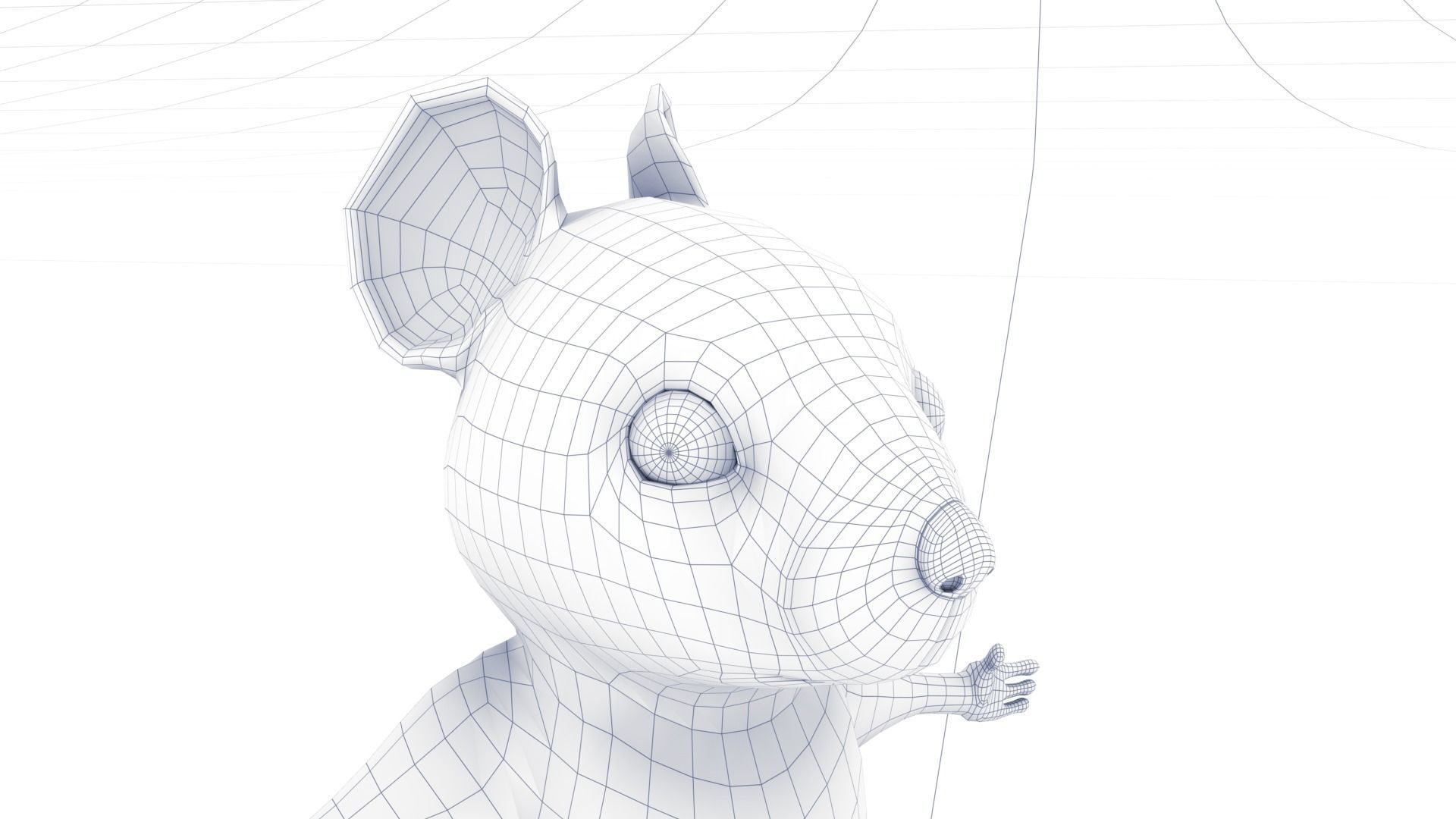 Mouse - grey - Cartoon style - rigged Low-poly 3D model_13