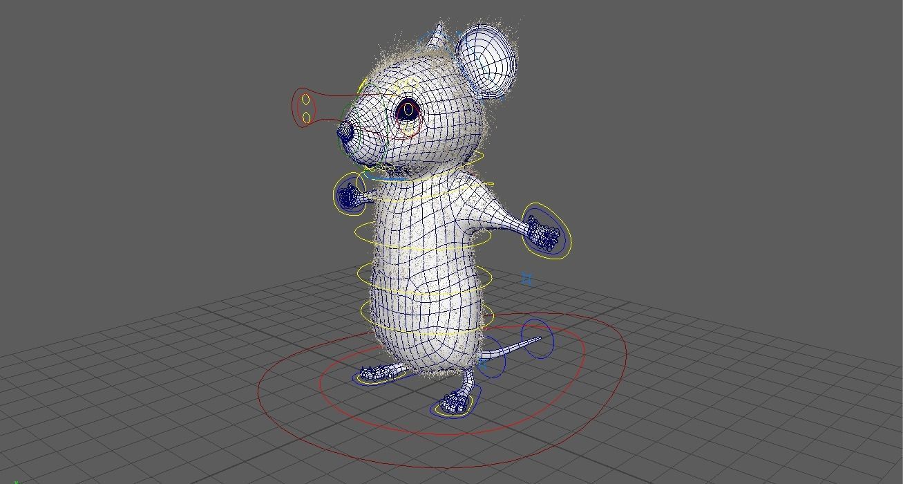 Mouse - grey - Cartoon style - rigged Low-poly 3D model_15