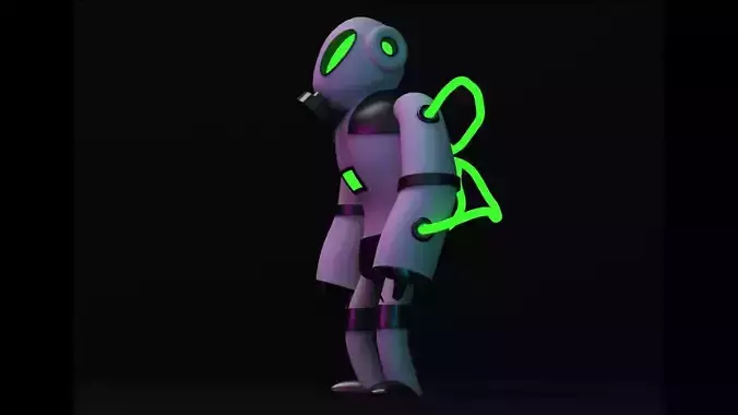 Slim-Man robot with glowing eyes