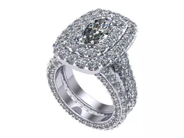 Marquise cushion halo ring 3D print model