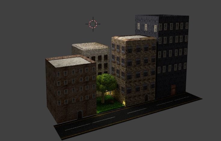 Street city with buildings and trees Free 3D model_6