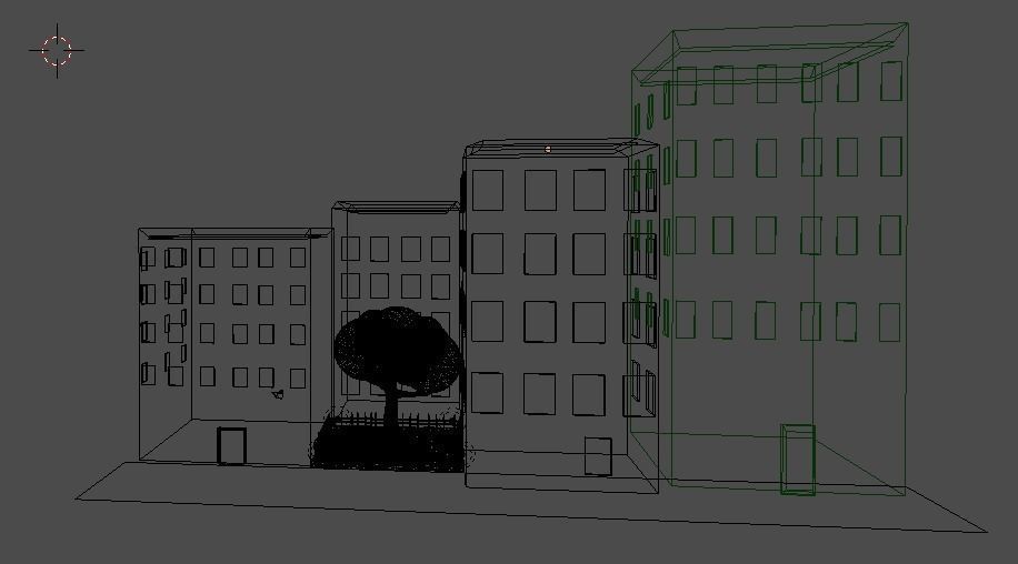 Street city with buildings and trees Free 3D model_3