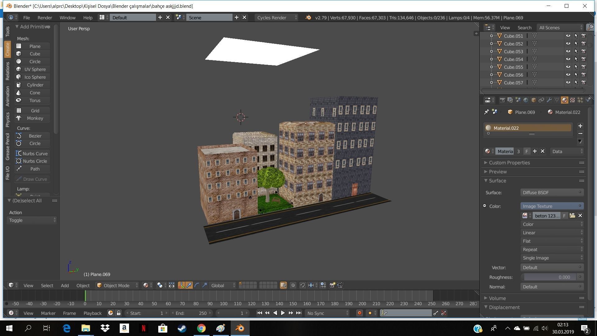 Street city with buildings and trees Free 3D model_4
