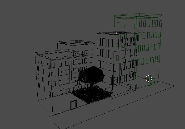 Street city with buildings and trees Free 3D model_2