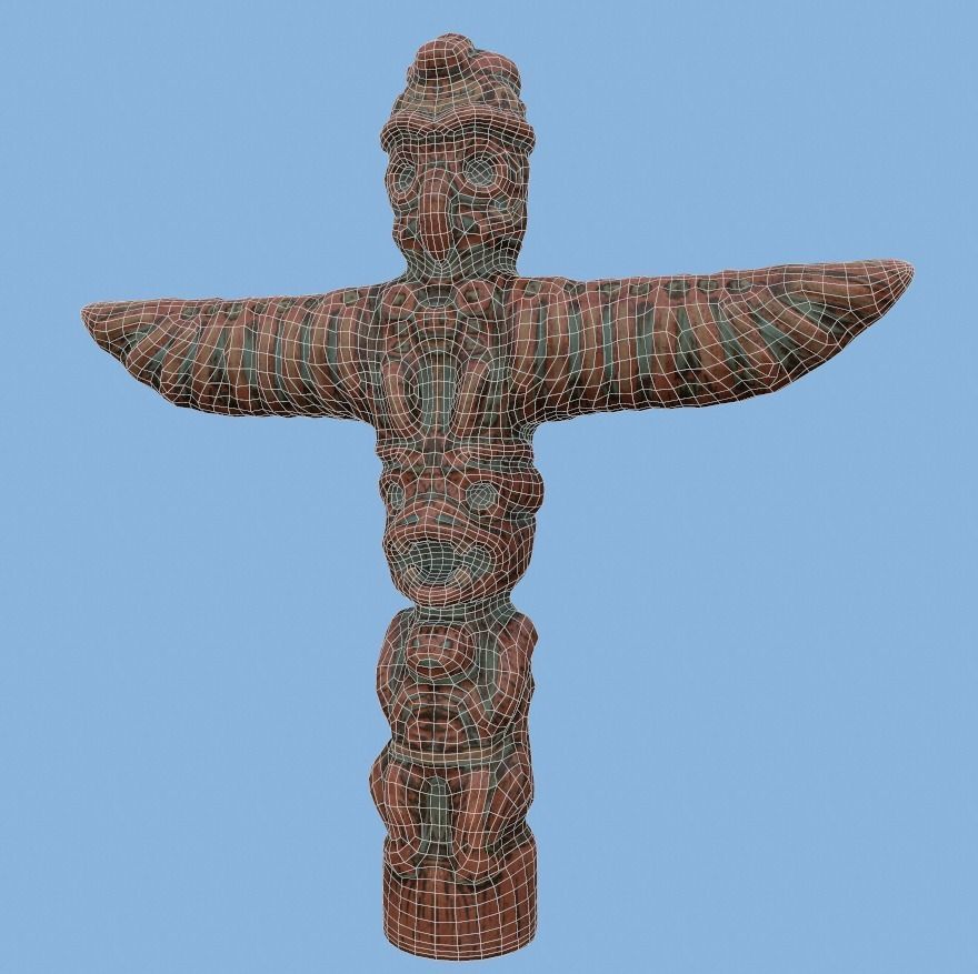 Totem native american pole Low-poly 3D model_2
